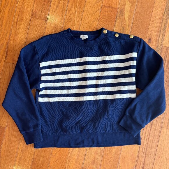 J. Crew Factory, Nautical, Blue/White Sweatshirt, Size M - Picture 4 of 8